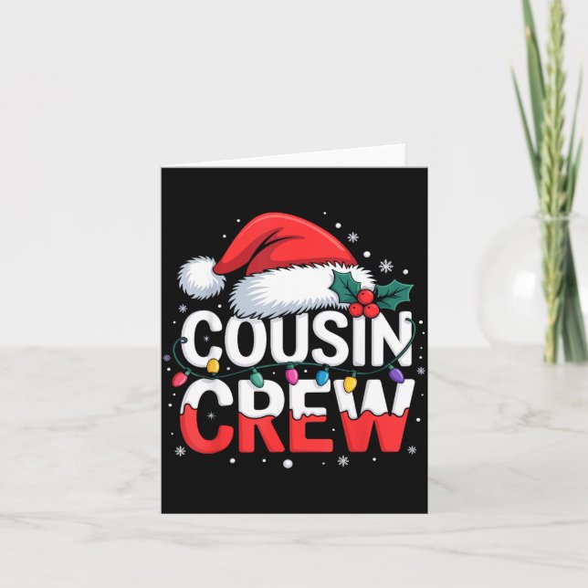 Cousin Crew Christmas Reindeer Antlers Hat Lights  Card (Front)