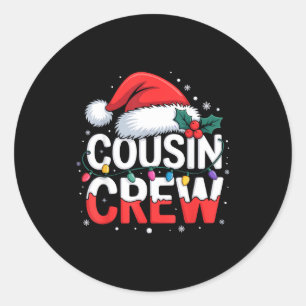 Cousin Crew Christmas Reindeer Antlers Hat Lights Classic Round Sticker