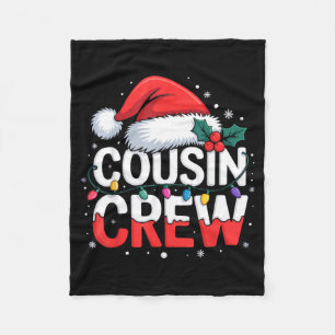 Cousin Crew Christmas Reindeer Antlers Hat Lights  Fleece Blanket