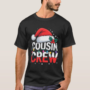 Cousin Crew Christmas Reindeer Antlers Hat Lights T-Shirt