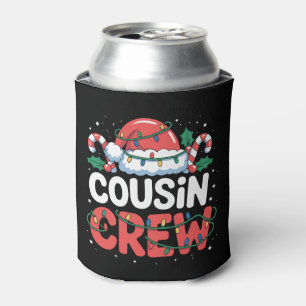 Cousin Crew Christmas Santa Hat Family Holiday Can Cooler