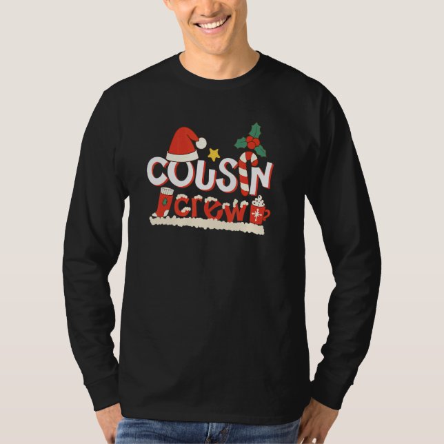 Cousin Crew Christmas Santa Hat Family Matching Pa T-Shirt (Front)