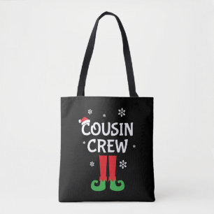 Cousin crew christmas saying tote bag