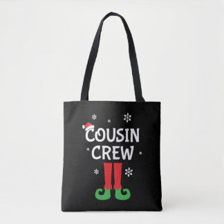 Cousin crew christmas saying tote bag
