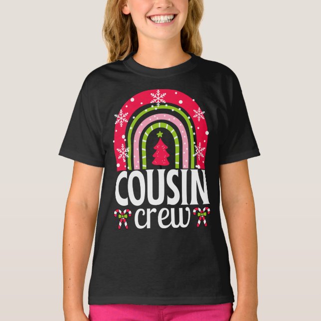 Cousin Crew Christmas Tree Rainbow Snowflake T-Shirt (Front)