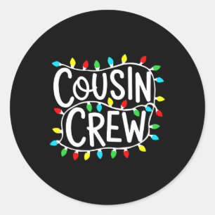 Cousin Crew Christmas Xmas Lights Family Matching Classic Round Sticker
