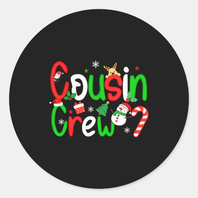 Cousin Crew Christmas Xmas Lights Family Matching  Classic Round Sticker (Front)