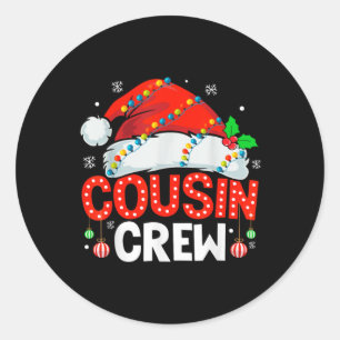 Cousin Crew Christmas Xmas Lights Family Matching  Classic Round Sticker