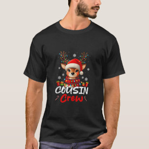 Cousin Crew Cute Santa Reindeer Colorful Christmas T-Shirt