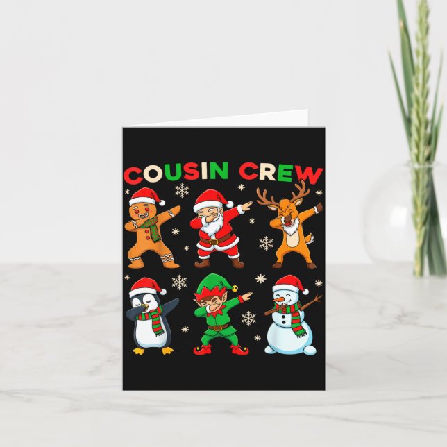 Cousin Crew Dabbing Santa Elf Friends Christmas Fu Card (Front)