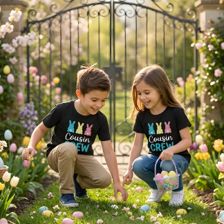 Cousin Crew Easter Bunny Girls Kids Family Shirt