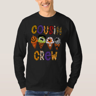 Cousin Crew Halloween Horror Ice Cream Pumpkin Fac T-Shirt