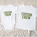 Cousin Crew | Olive Kids Baby T-Shirt<br><div class="desc">Custom printed apparel personalised with "Cousin Crew" graphic or other custom text. Use the design tools to edit the text fonts and colours or add your own photos to create a one of a kind custom t-shirt design. Select from a wide variety of t-shirts, tank tops and sweatshirts for men,...</div>