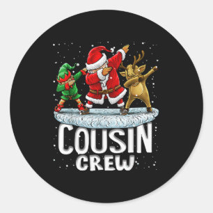 Cousin Crew Santa Elf Dabbing Matching Family Chri Classic Round Sticker