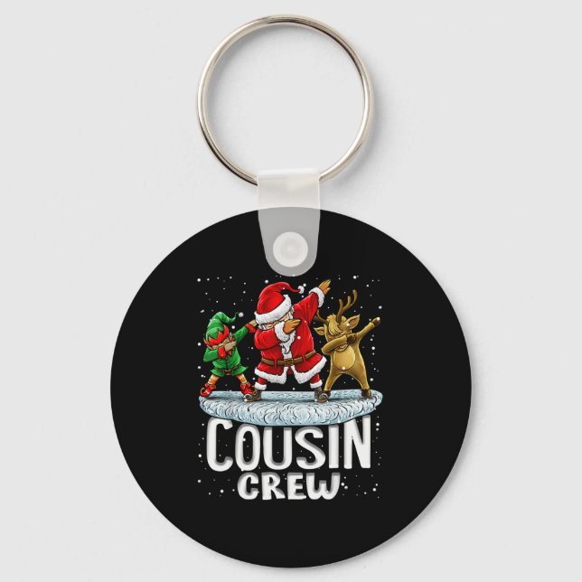 Cousin Crew Santa Elf Dabbing Matching Family Chri Key Ring (Front)