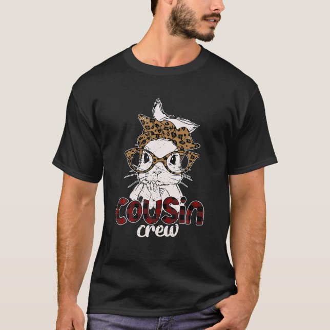 Cousin Crew Squad Bunny Leopard Rabbit Face Cute E T-Shirt (Front)