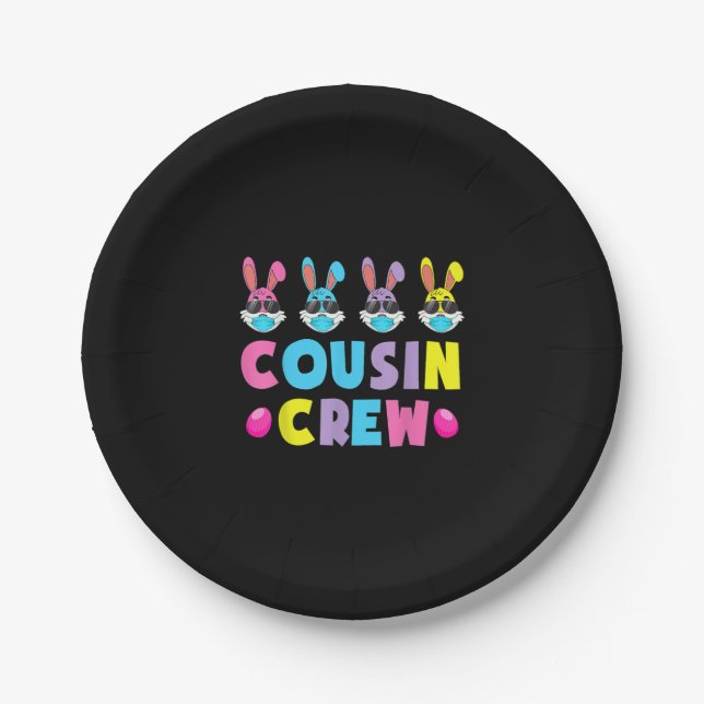 Cousin Crew Squad Easter Bunny Rabbits Toddler Paper Plate (Front)