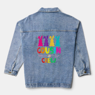 Cousin Crew Squad Easter Day Cute Bunny Kids Todd Denim Jacket