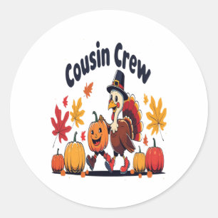 Cousin Crew Thanksgiving Pumpkin Classic Round Sticker