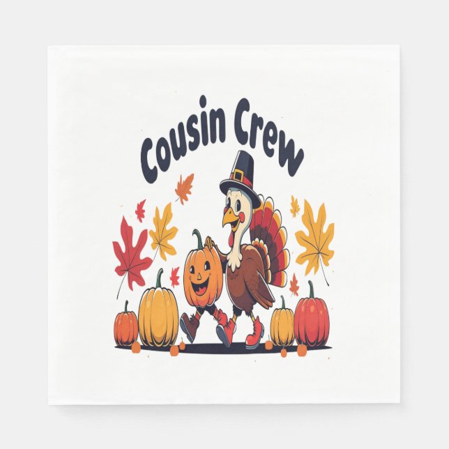 Cousin Crew Thanksgiving Pumpkin Napkin (Front)