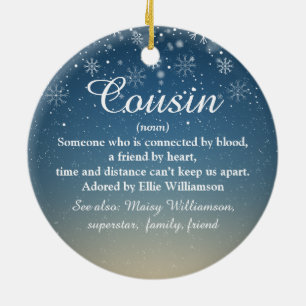 Cousin Definition Script Photo Christmas Ceramic Tree Decoration