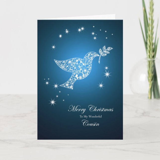 Cousin, Dove of peace Christmas card (Front)