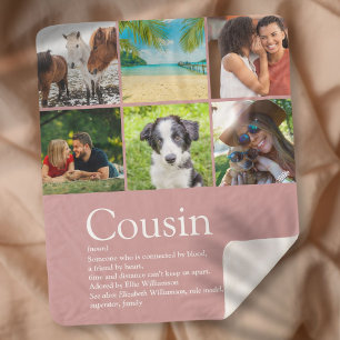 Cousin Dusty Rose Pink Photo Collage Sherpa Blanket