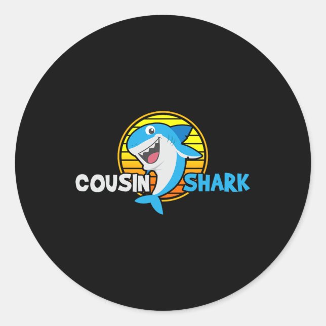 Cousin Gift Shark Lover  Classic Round Sticker (Front)
