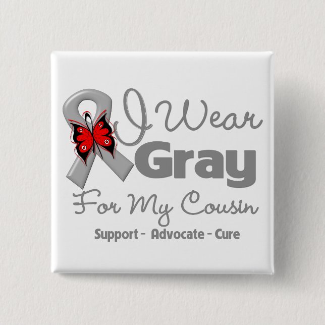 Cousin - Grey Ribbon Awareness 15 Cm Square Badge (Front)