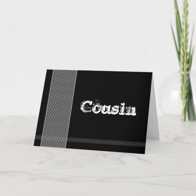 COUSIN - Groomsman - Black and Silver Checks Invitation (Front)