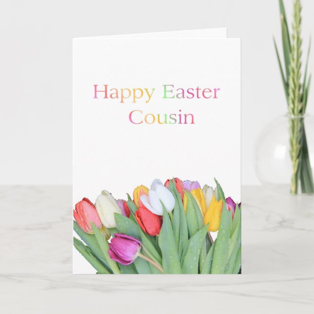 Cousin Happy Easter Tulip card (Front)