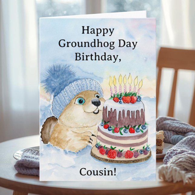Cousin Happy Groundhog Day Birthday  Card (Creator Uploaded)