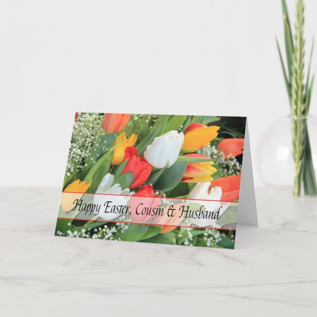 Cousin & Husband Happy Easter Holiday Card (Front)