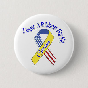 Cousin - I Wear A Ribbon Military Patriotic 6 Cm Round Badge