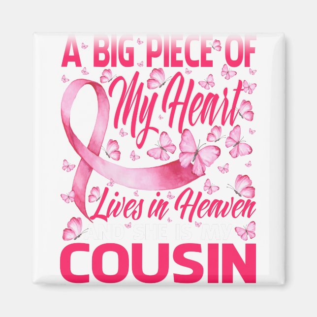 Cousin In Heaven Butterfly Awesome Breast Cancer Magnet (Front)