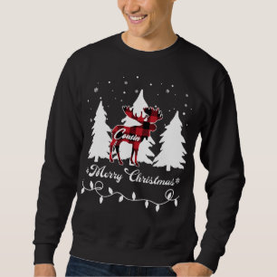 Cousin Moose Buffalo Red Plaid Christmas Matching Sweatshirt