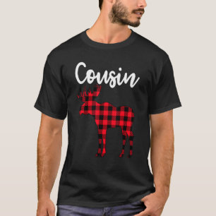 Cousin Moose Buffalo Red Plaid Christmas Pajama Fa T-Shirt
