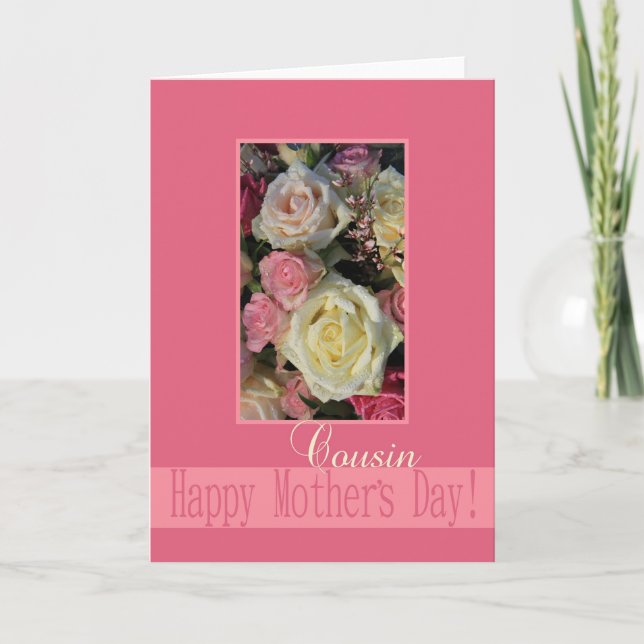 Cousin Mother's Day rose card (Front)