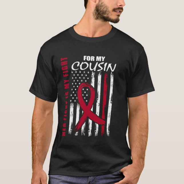 Cousin Multiple Myeloma Awareness American Flag Pr T-Shirt (Front)