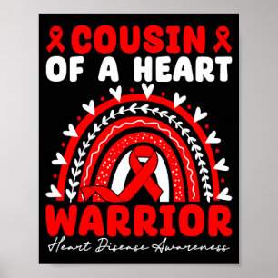 Cousin Of A Heart Warrior Heart Disease Boho Rainb Poster