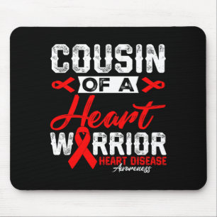 Cousin Of A Heart Warrior Heart Disease Red Ribbon Mouse Pad