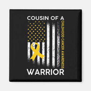 Cousin Of A Warrior Childhood Cancer Awareness fla Magnet