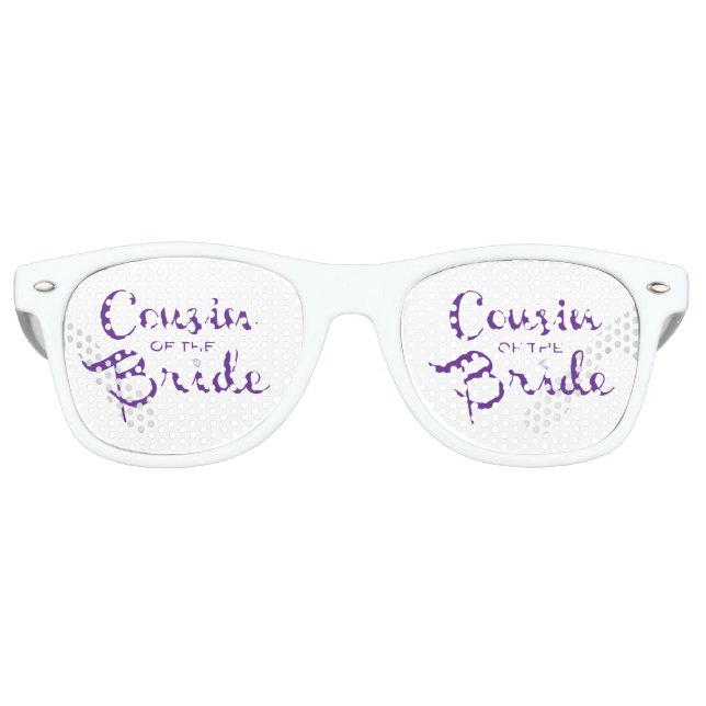 Cousin of Bride Purple on White Retro Sunglasses (Front)