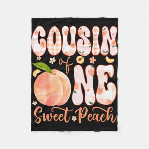 Cousin of one sweet peach 1st birthday girl party fleece blanket