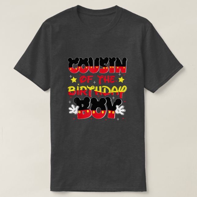 Cousin Of The Birthday Boy Mouse Family Matching T-Shirt (Design Front)
