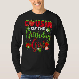 Cousin Of The Birthday For Girl Kids Flowers Straw T-Shirt