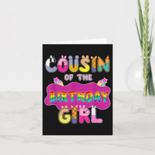 Cousin Of The Birthday Girl Family Pig Party Decor Card