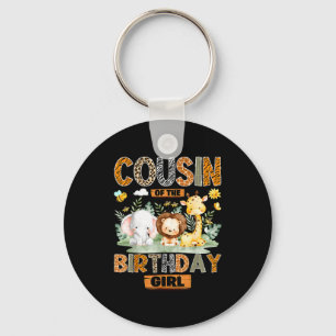 Cousin of the birthday girl safari jungle wild key ring