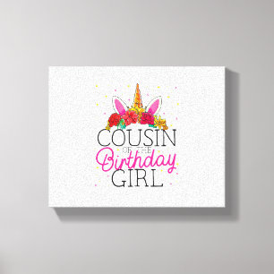 Cousin of the Birthday Girl Unicorn Birthday T-Shi Canvas Print