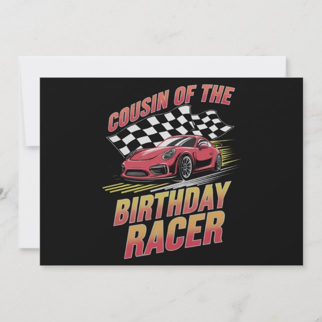 Cousin Of The Birthday Racer Racing Family Party  Invitation (Front)